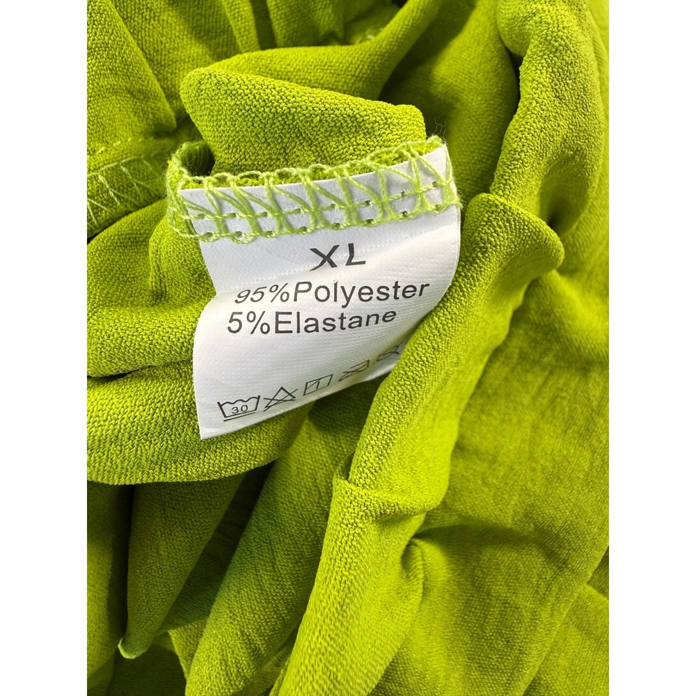 Unbranded Wide Leg Pants Women XL Lime Green Textured Elastic Waist Flowy - Picture 11 of 16